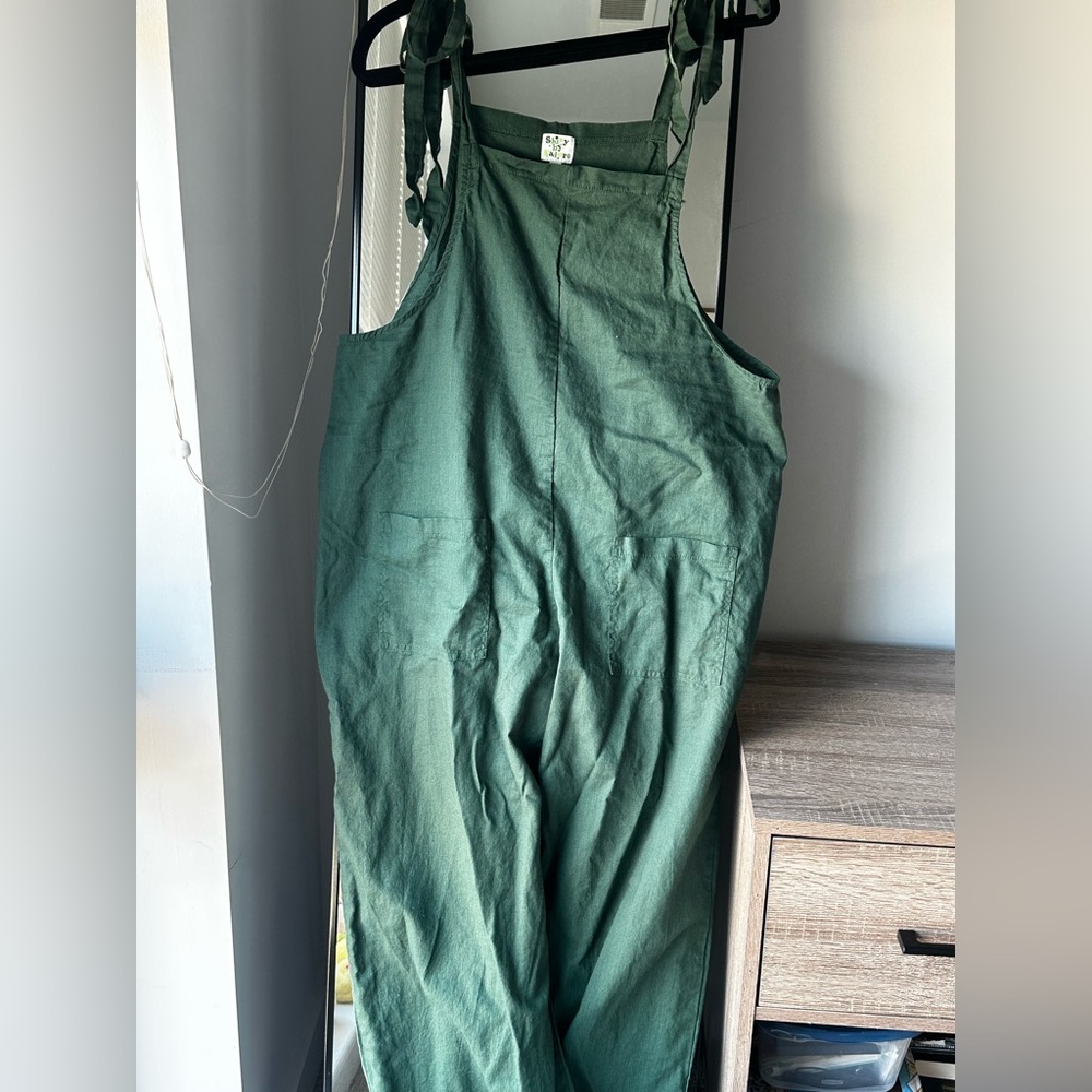 Green Linen Overalls